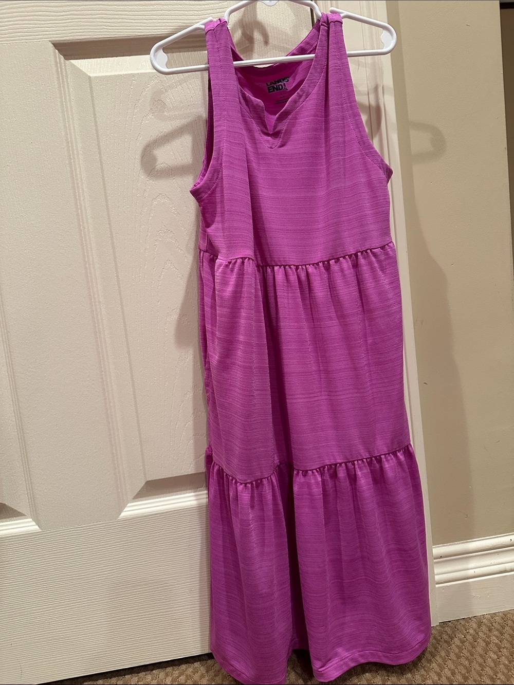 Lands' End Girls' Sleeveless Tiered Maxi Dress - Bright Magenta